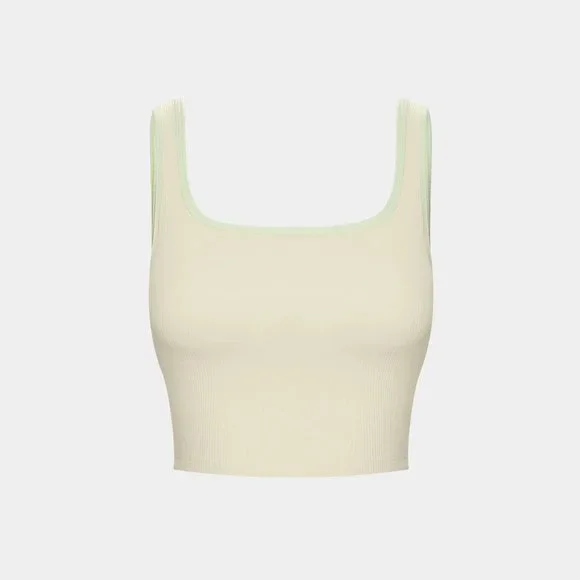 NWT HALARA Ribbed Knit Color Block Backless Cropped Yoga Tank Top - Picture 7 of 12